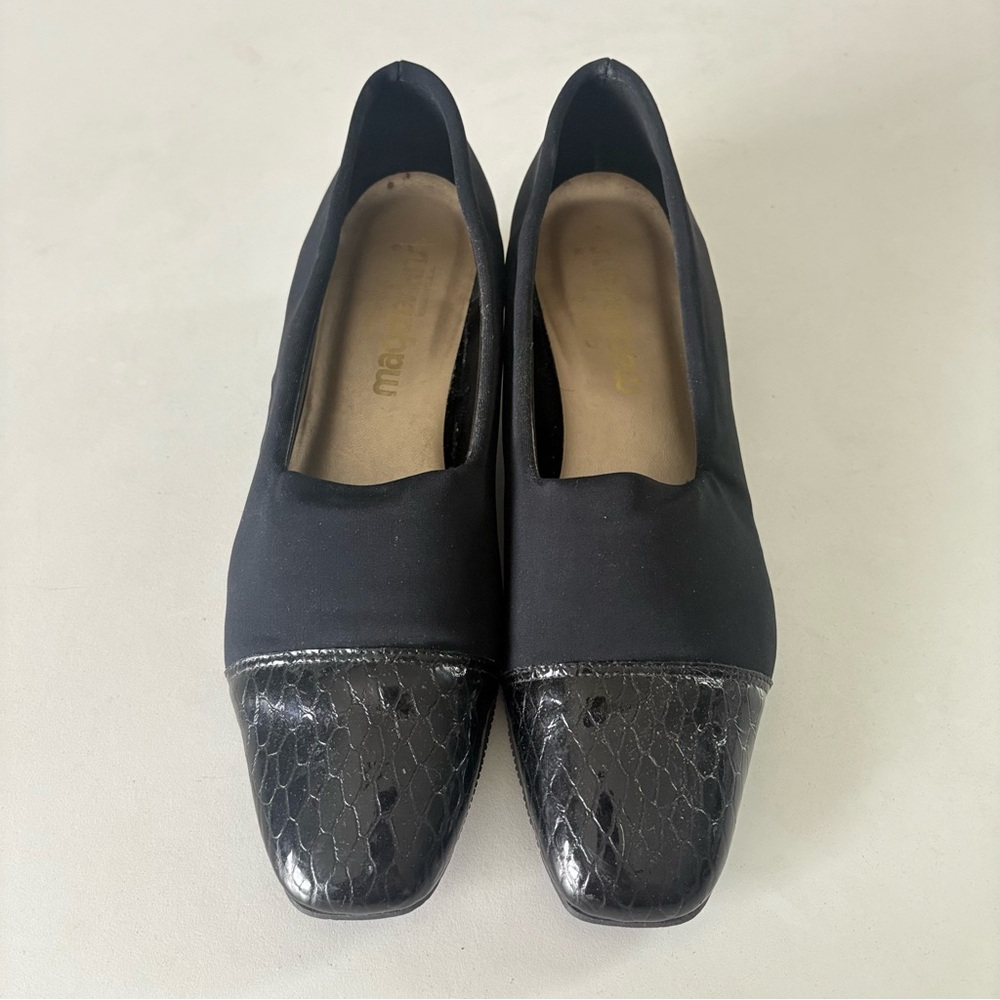California Magdesians Black Stretch Fabric Leather Pumps Women’s Size 8.5 M USA
